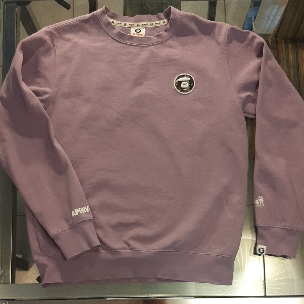 Aape💜BY 'A BATHING APE Purple "SOMEWHERE IN THE AAPE UNIVERSE" SWEATSHIRT Sz L